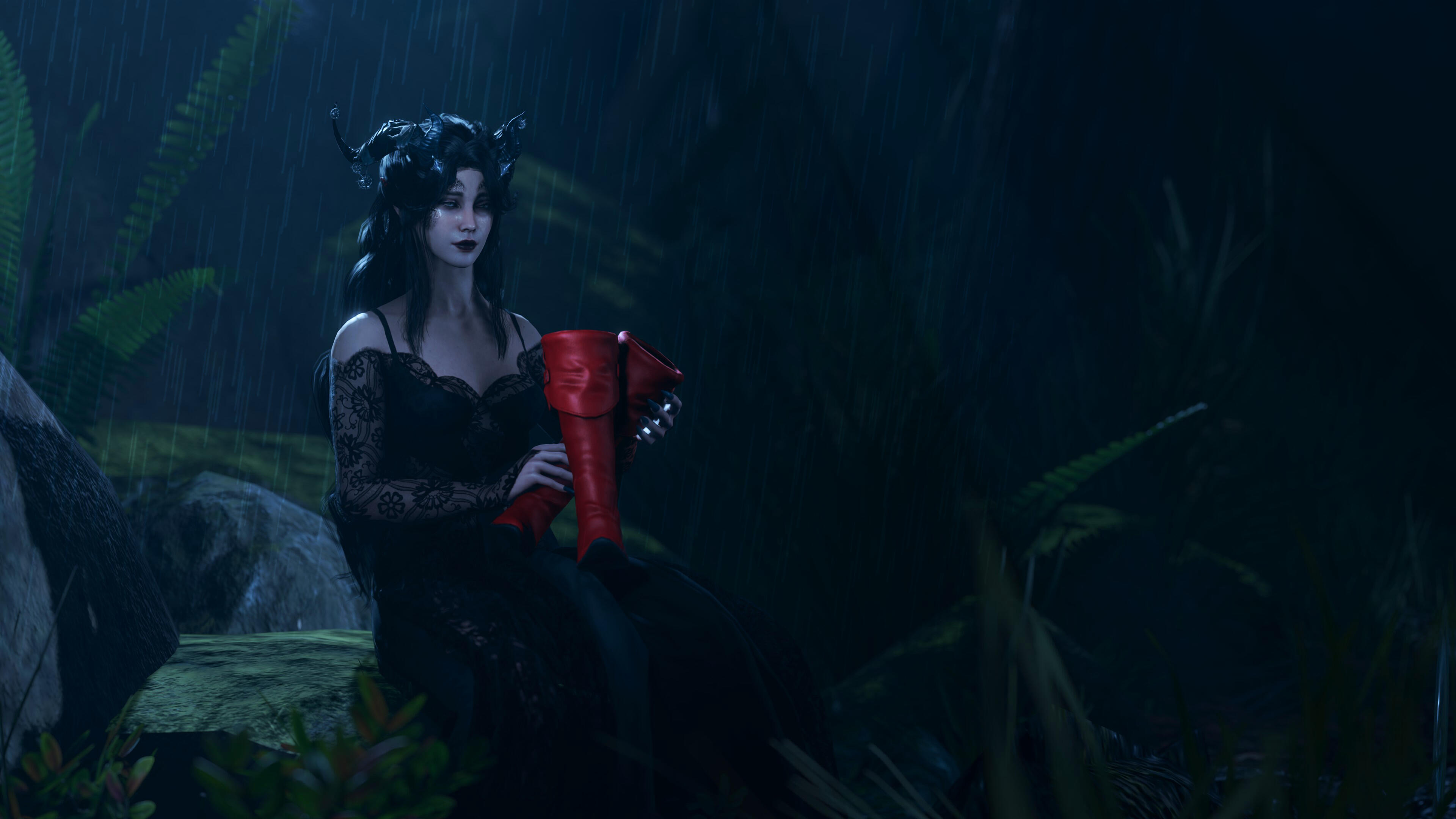 Scarlet Welly Boots | by @rdekarios on Tumblr and Bsky